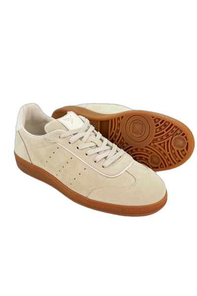 the corleone Kadın Süet Hakiki Deri Ayakkabı Bej Günlük Spor Şık Sneaker
