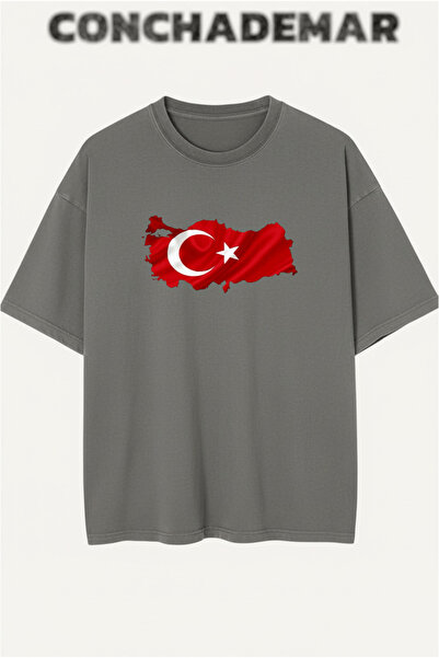 Vordevia Tricou din bumbac premium supradimensionat cu imprimeu pentru echipe...