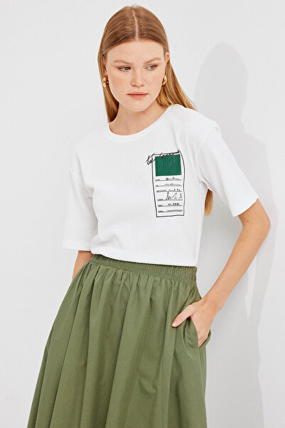 Modamorfo Tricou de bază tricotat cu imprimeu 911 - Verde