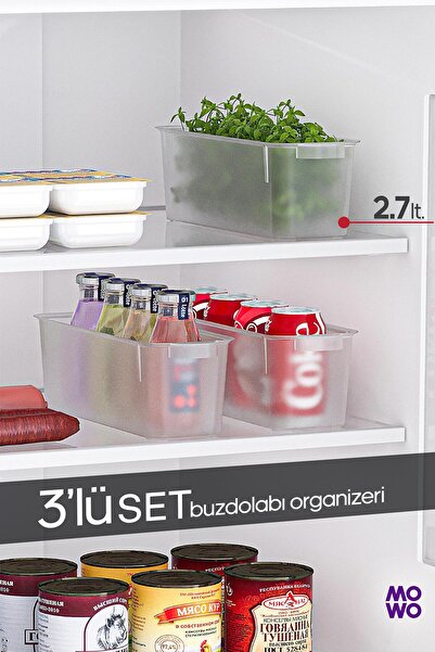 Mowo Home 3 Pieces Slim Refrigerator Organizer, Kitchen Organizer, Bathroom O...