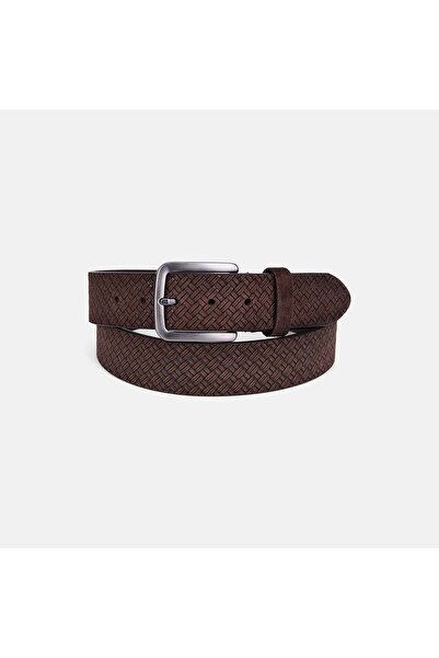 Desa Men's Brown Knitted Patterned Suede Sports Belt