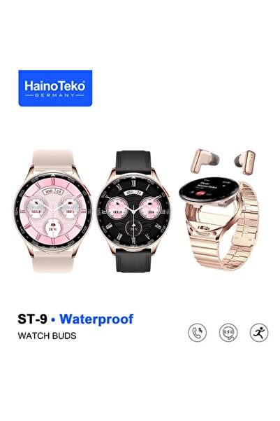 haino teko germany St-9 Amoled Screen Smart Watch Bt Calling Built-In Earbuds...