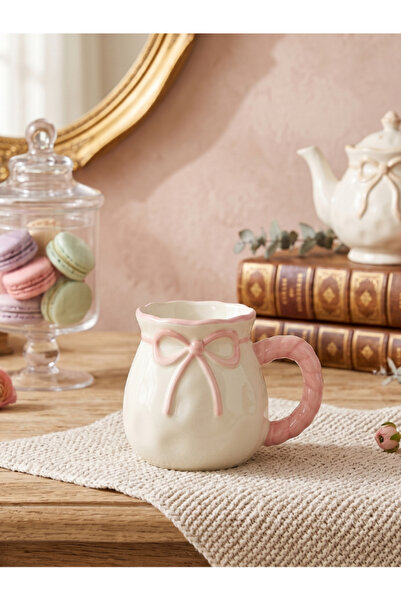 Bam Chubby Ceramic Cup Mug with Bow Design