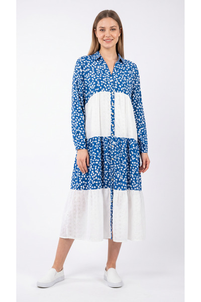 Şeker Portakalım Buttoned Front, Scallop Detailed, Long Sleeve Bohemian Visco...