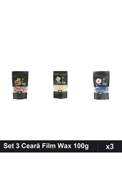 global fashion Set 3 Ceară Epilare Film Wax 100g - Lemn Santal, Ciocolată Alb...