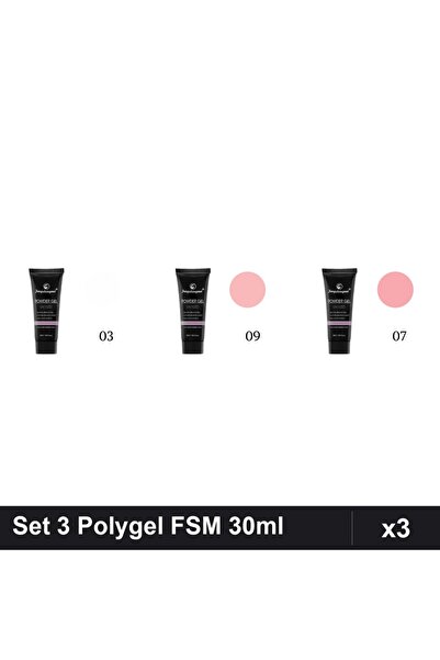 FSM Set 3 Polygel 30ml - Nr.03, Nr.09, Nr.07 - Construcție Unghii