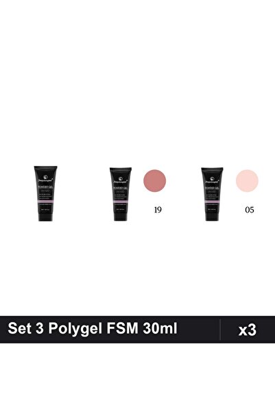 FSM Set 3 Polygel 30ml - Nr.01 Nr.19 Nr.05 - Constructie Unghii