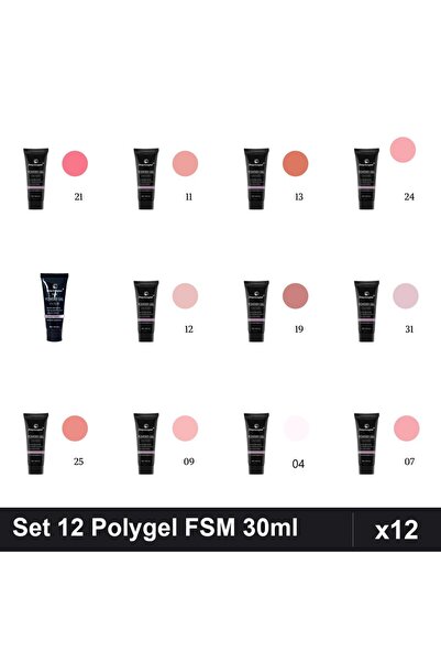 FSM Set 12 Polygel 30ml - Nr.21, Nr.11, Nr.13, Nr.24, Nr.15, Nr.12, Nr.19, Nr...