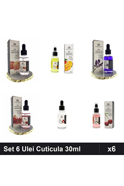 global fashion Set 6 Ulei Cuticula Pipetă 30ml - Măr, Mango, Lavandă, Rodie, ...