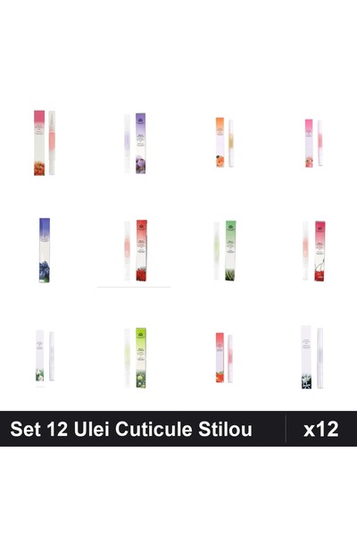 NAİLS Set 12 Ulei Cuticule Tip Stilou - Cherry, Afine, Orange, Peach, Blueber...