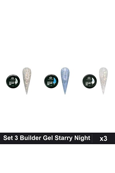 global fashion Set 3 Starry Night Builder Gel 15g - Nr.01, Nr.03, Nr.05
