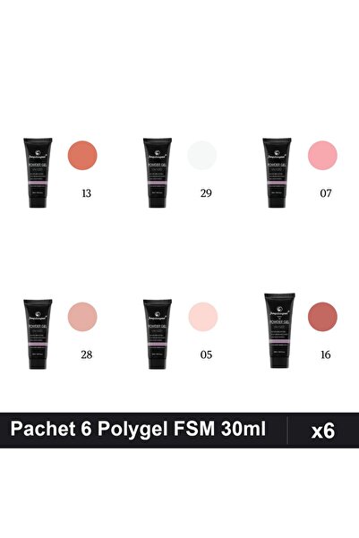 FSM Set 6 Polygel 30ml - Nr.13, Nr.29, Nr.07, Nr.28, Nr.05, Nr.16