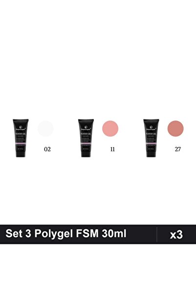 FSM Set 3 Polygel 30ml - Nr.02, Nr.11, Nr.27 - Constructie Unghii