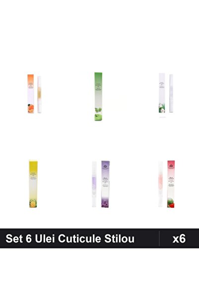 NAİLS Set 6 Ulei Cuticule Tip Stilou - Orange, Măr Verde, Lily, Ananas, Lavan...
