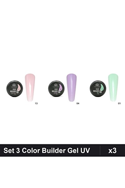 global fashion Set 3 Color Builder Gel UV 15g - Nr.13, Nr.04, Nr.01