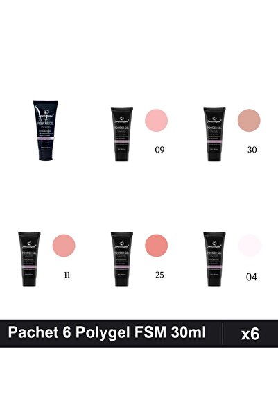 FSM Set 6 Polygel 30ml - Nr.04, Nr.09, Nr.11, Nr.15, Nr.25, Nr.30