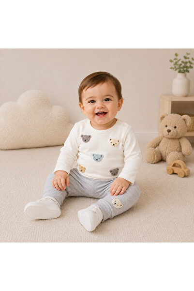 EDM Kidss Baby Boy 100% Cotton Animal Embroidered Top and Bottom Set Blue Hos...