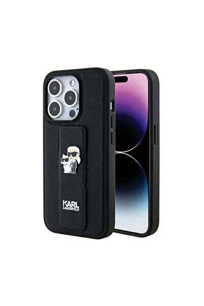 Karl Lagerfeld Gripstand Saffiano Karl & Choupette Pins - Husă iPhone 13 Pro ...