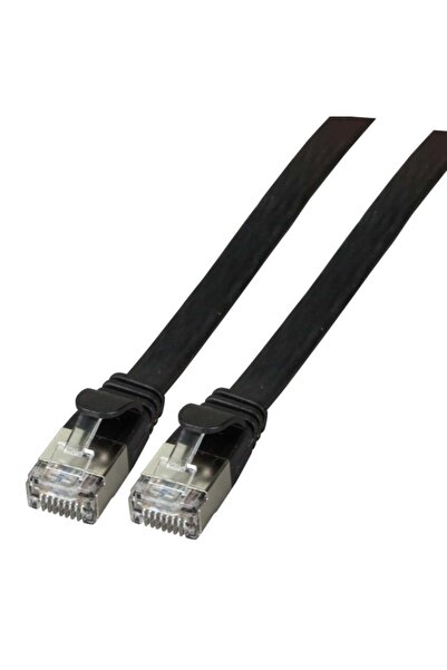 EFB Cablu patch plat RJ45 U/FTP Cat.6A PVC 0.25m negru