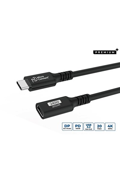 MicroConnect Premium USB-C cable Extender 0.15m 20Gbps, 240W, USB 3.2 Gen 2x2