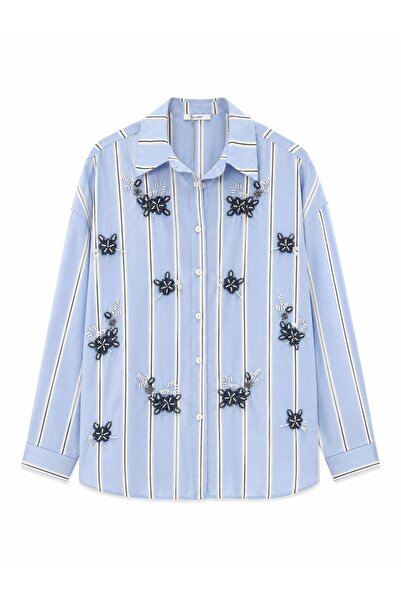 ALLWIN Striped Stoned Blue Shirt