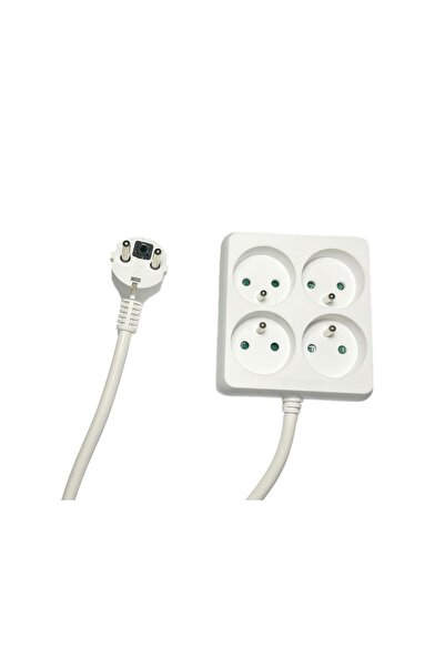 MicroConnect Prelungitor cu 4 prize, tip E francez, pătrat, 1,5m, alb