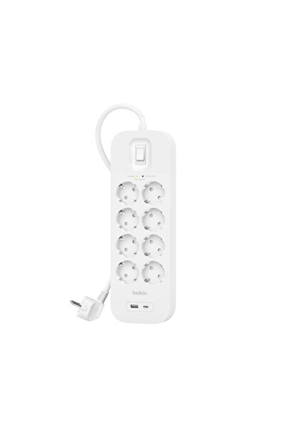 Belkin Priză multiplă cu protecție la supratensiune 8 porturi + USB-A+C, 900J...