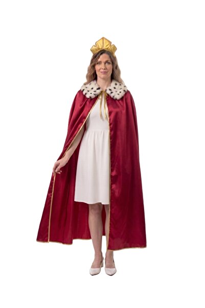 Kostüm Sarayı Queen's Cape and Crown Adult Red