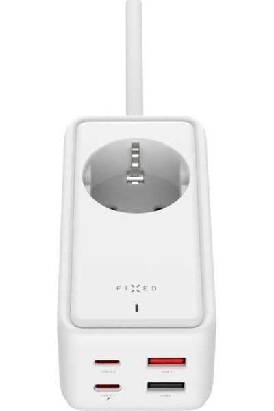 FIXED ≈Åadowarka Listwa ≈ÇadujƒÖca GaN III - 2xUSB-C/2xUSB, 1,5m, PD 65W, bia≈Ça