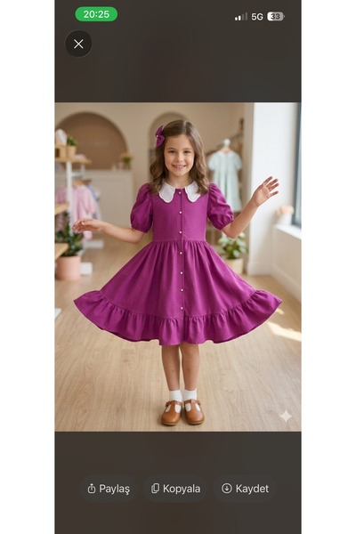 Zelhankids Wednesday Hazır Yaka Vintage Çocuk Elbise
