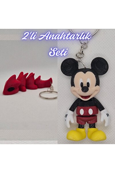 3DAtölyeMaker Fire Engine Red Flexible Dragon and Blue Flexible Mickey Mouse ...