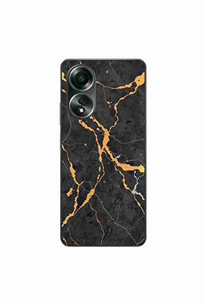 OEM Θήκη συμβατή με Oppo A58 4G Σιλικόνης Τζελ TPU Μοντέλο Μαύρο Χρυσό Μάρμαρο