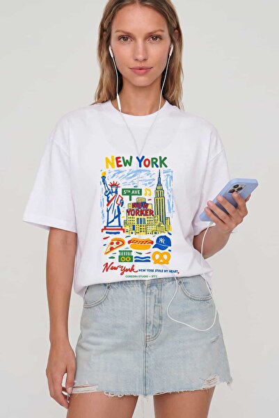 Coredra Tricou pentru femei New Yorker Boxed Fit - C590