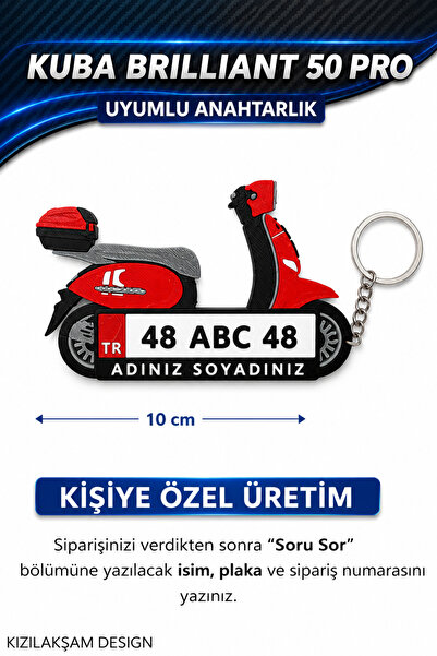 KIZILAKŞAM Kuba Brilliant 50 Pro Scooter Motosiklet Uyumlu Kişiye Özel Hediye...