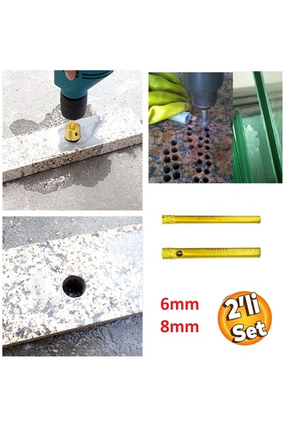 Depolife Mermer Seramik Cam Granit Delme 6mm - 8mm Panç Seti Elmas Kaplama ti...