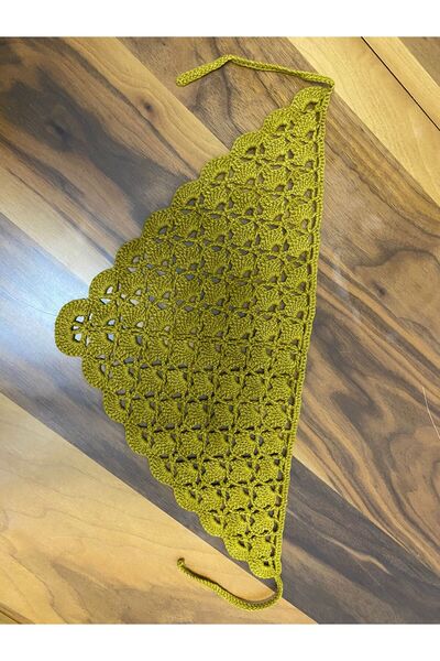 HANDMADEAKİLE El Örgüsü Tığ İşi Saç Bandanası – Bohem Yazlık Bandana – Fıstık...