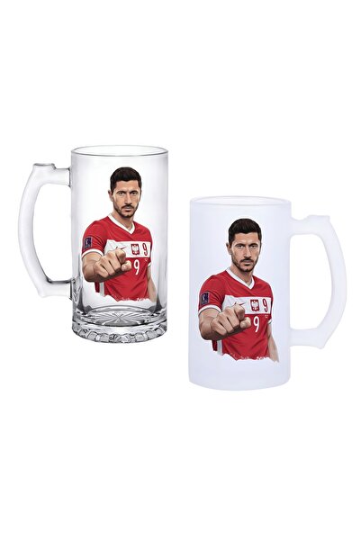 Ghostbastır Robert Lewandowski Beer Glass with Handle, Available in Frosted o...