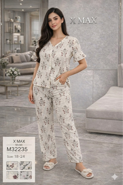 XMAX Women's Soft Patterned Pajamas - Stylish and Comfortable Home Set - Half...