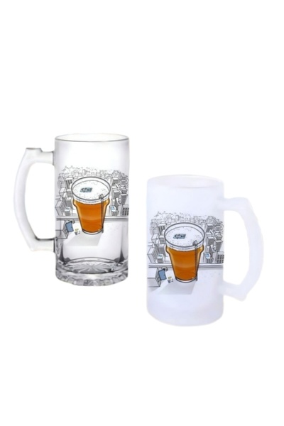 Ghostbastır Beer Pool Beer Glass with Handle, Frosted or Transparent Option 031