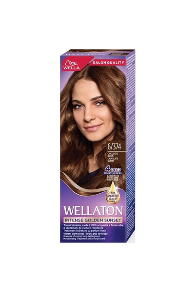 Wella Wellaton Set 2 x Vopsea de Par Permanenta Wellaton 6/374 Ciocolatiu Inc...