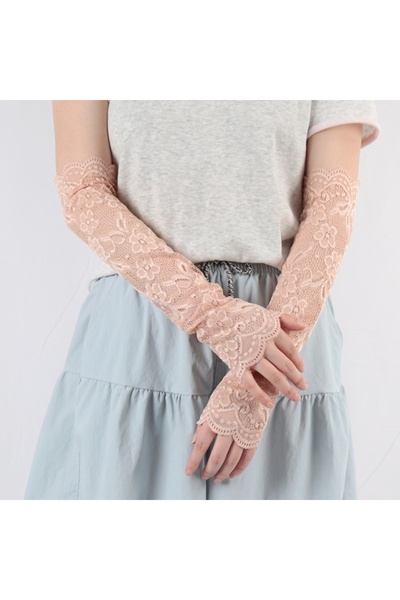 Choice One Size pink New Fashion Long Lace Mesh Fingerless Gloves Flowers Sca...