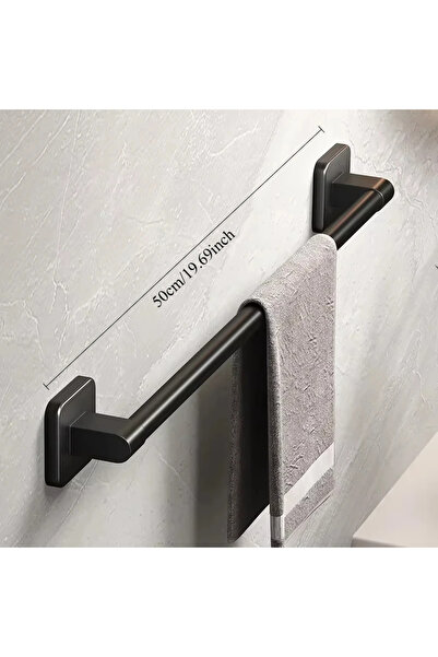Choice Black 50CM Wall Mounted Towel Rack Bathroom Storage Rack No Drilling B...