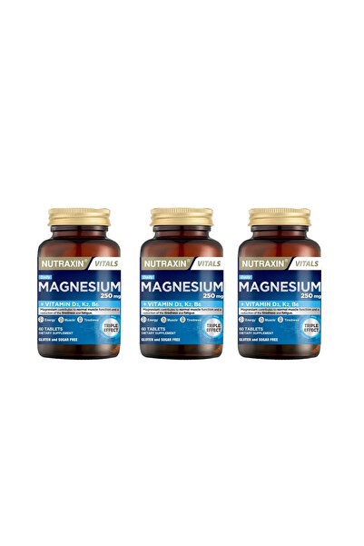 Nutraxin Magnesium Daily (Magnezyum + D3 K2 B6 Kompleks) Takviye 250mg 60 Tab...