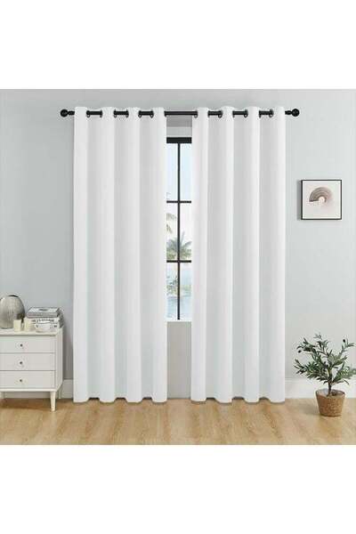 Generic 1pairs White Curtain Long for Living Room Thermal Insulated Window Tr...