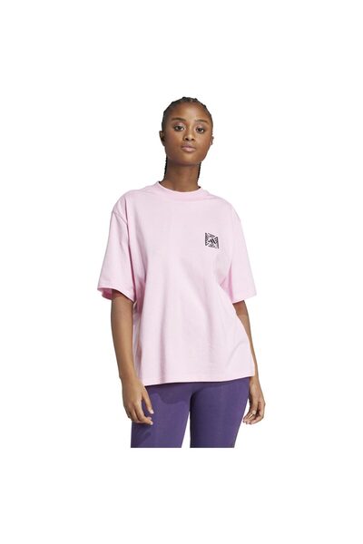 adidas Tricou de damă cu mânecă scurtă, cu imprimeu animal, lejer, XS
