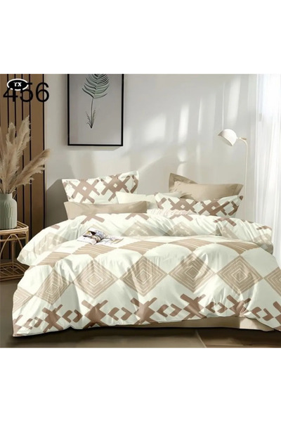 East Comfort Set de lenjerie de pat Finet 6 piese, alb cu modele geometrice m...