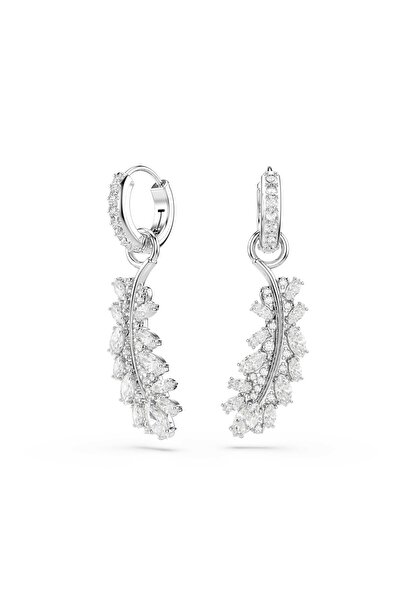 Swarovski Vienna Küpeler, Karışık kesimler, Tüy, Beyaz, Rodyum kaplama