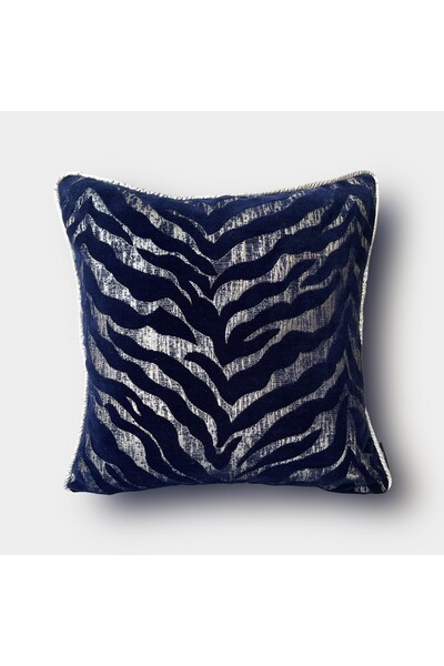 Lidoma Home غطاء وسادة بنمط "نافي زيبرا" - 45x45 - فضي
