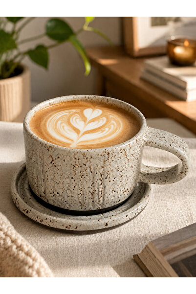 selenge seramik El Yapımı Stoneware Seramik Latte Kupası – Dokulu Kahve Kupas...