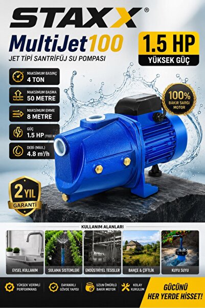 STAXX POWER Yüksek Basınçlı Multi Jet 100 Metal Dişli Sistem Tam Bakır Sargıl...
